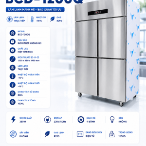 tủ đông inox 4 cánh BCD-1200Q