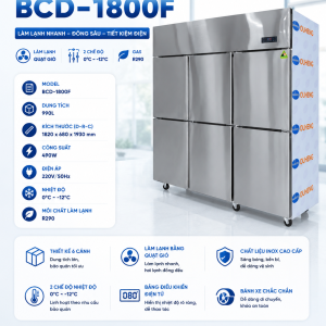 Tủ đông inox 6 cánh 2 chế độ Quạt Gió BCD -1800F