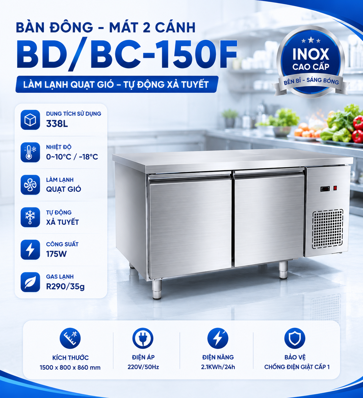 Bàn đông-mát inox BD/BC-150F