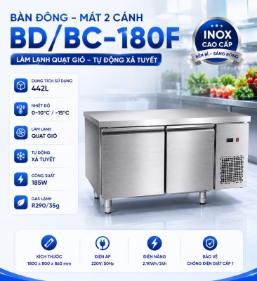Bàn đông-mát inox BD/BC-180F